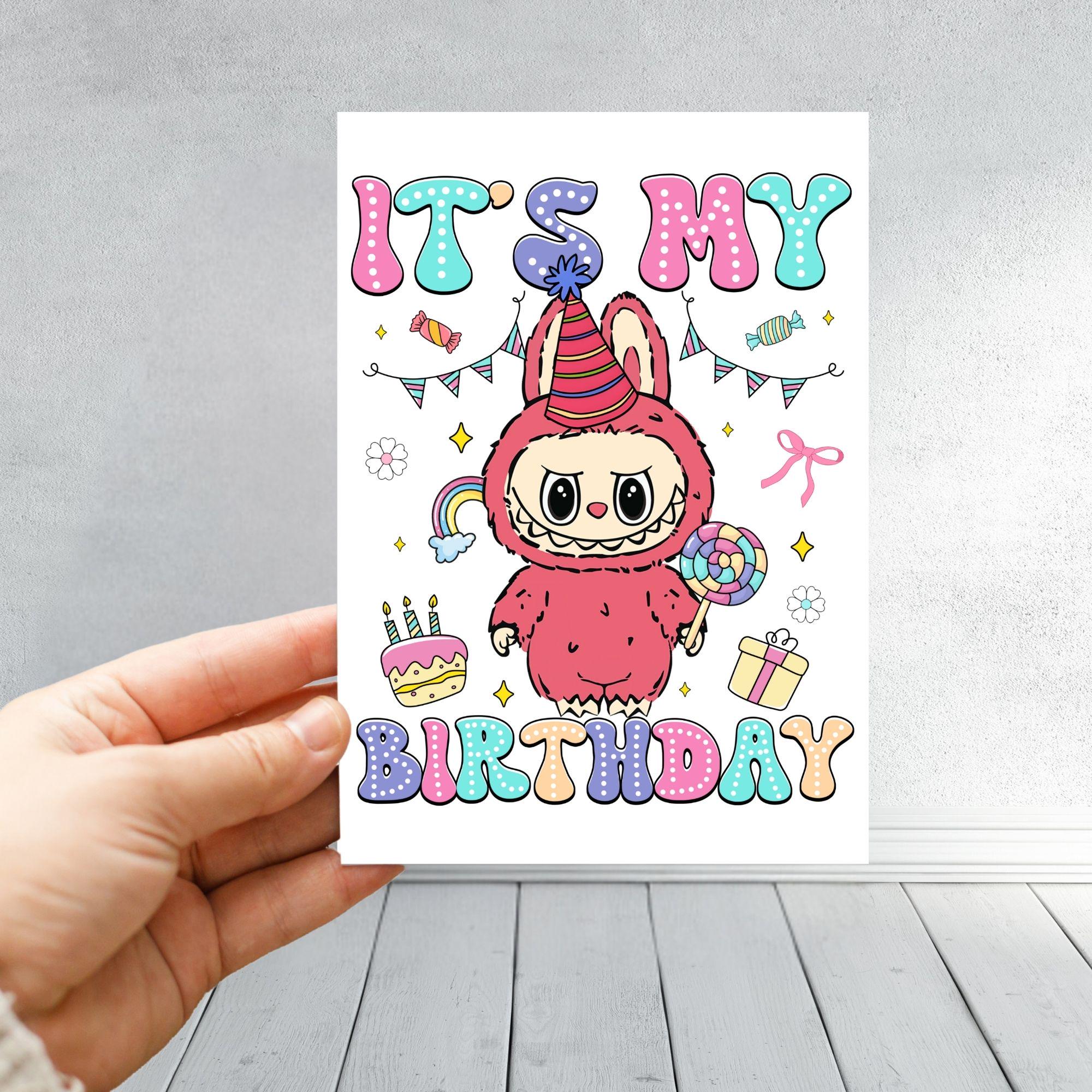Cute Monster Doll Birthday Card | Colourful Kawaii Art for Kids & Collectors – Multiple Designs Available