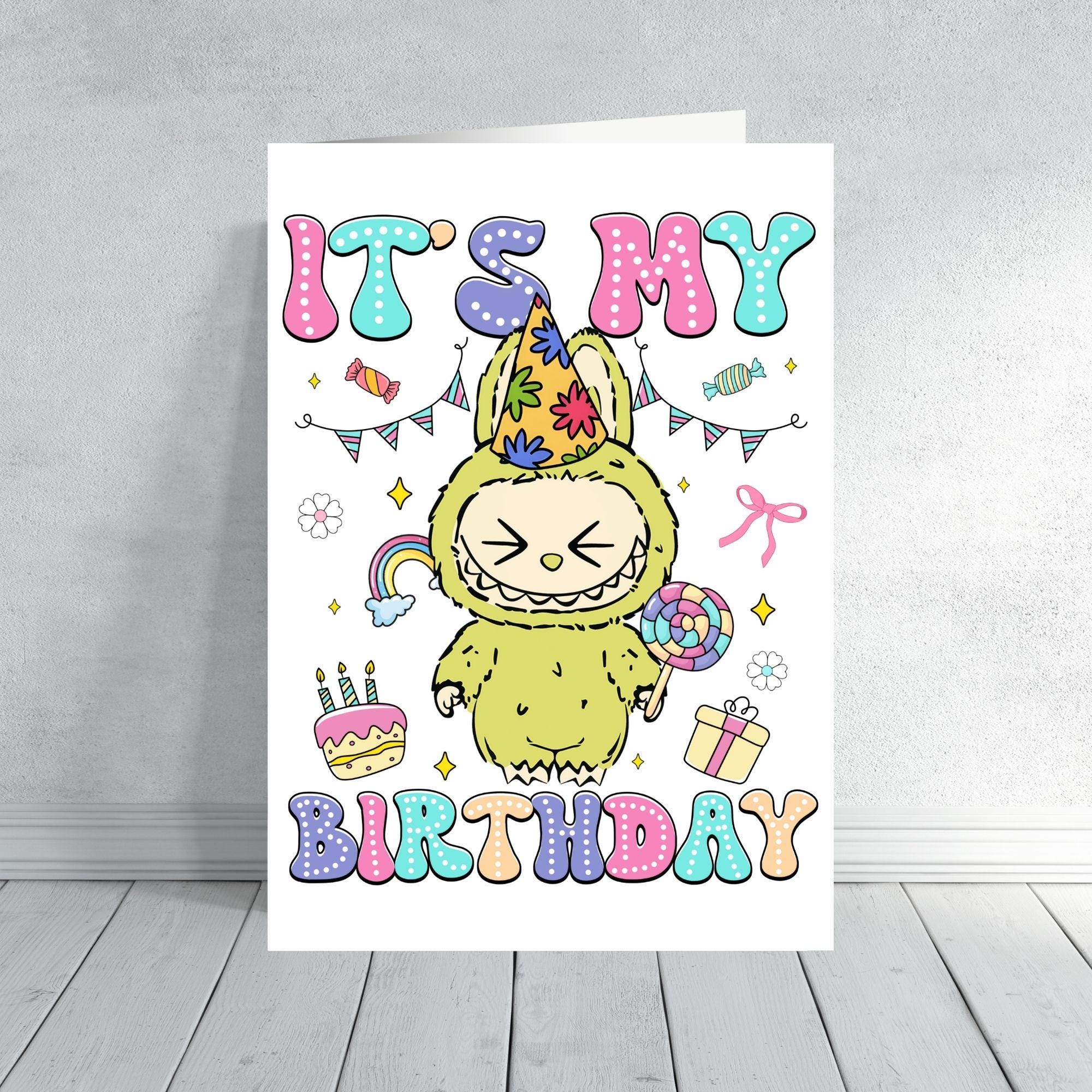 Cute Monster Doll Birthday Card | Colourful Kawaii Art for Kids & Collectors – Multiple Designs Available