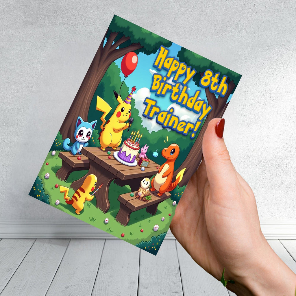 Pokémon Party Birthday Card Character Inspired Design Various Age Options