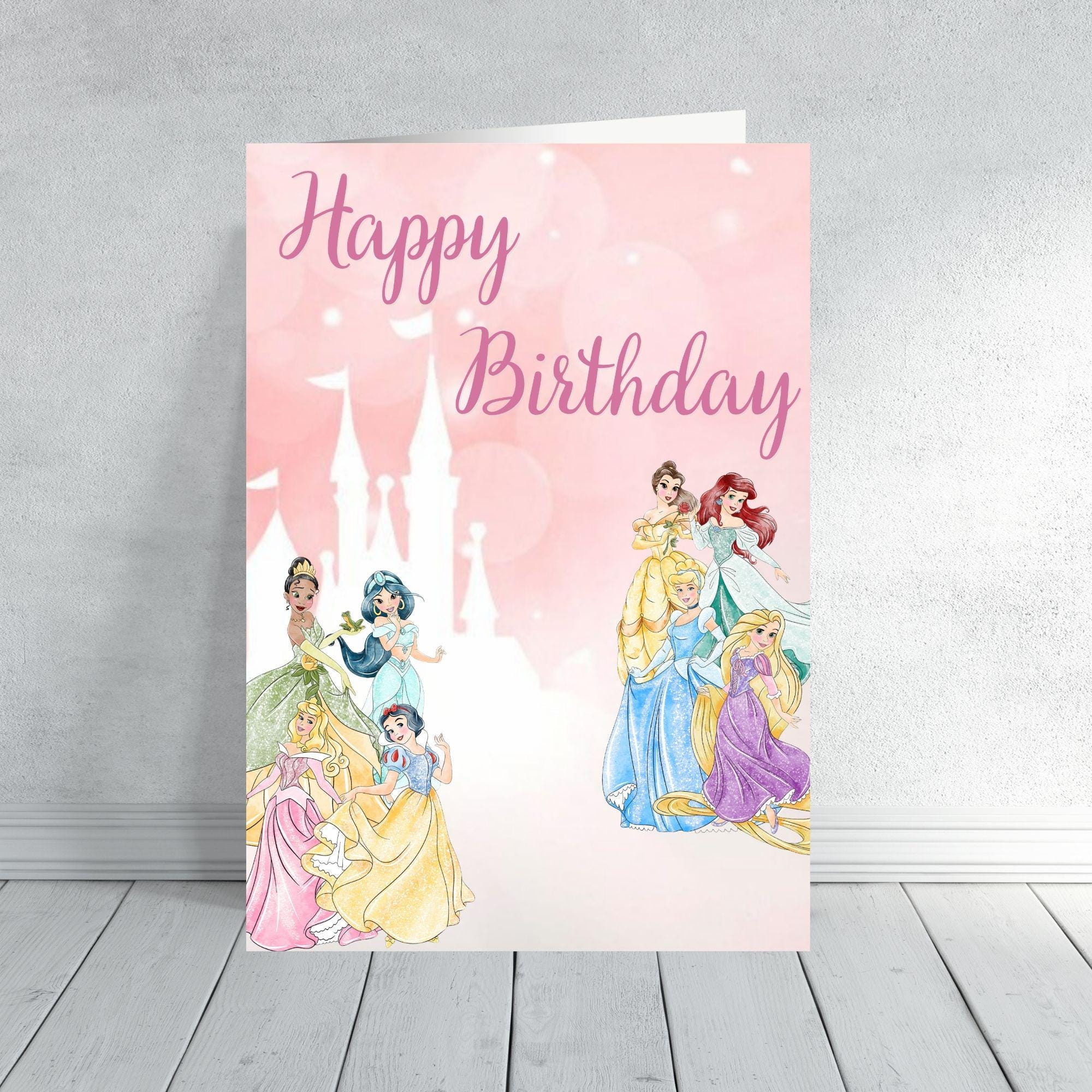 Princess Birthday Card | Magical Castle Birthday Card for Girls | Fairytale Princess Theme | Cute Pink Disney Inspired Kids Card