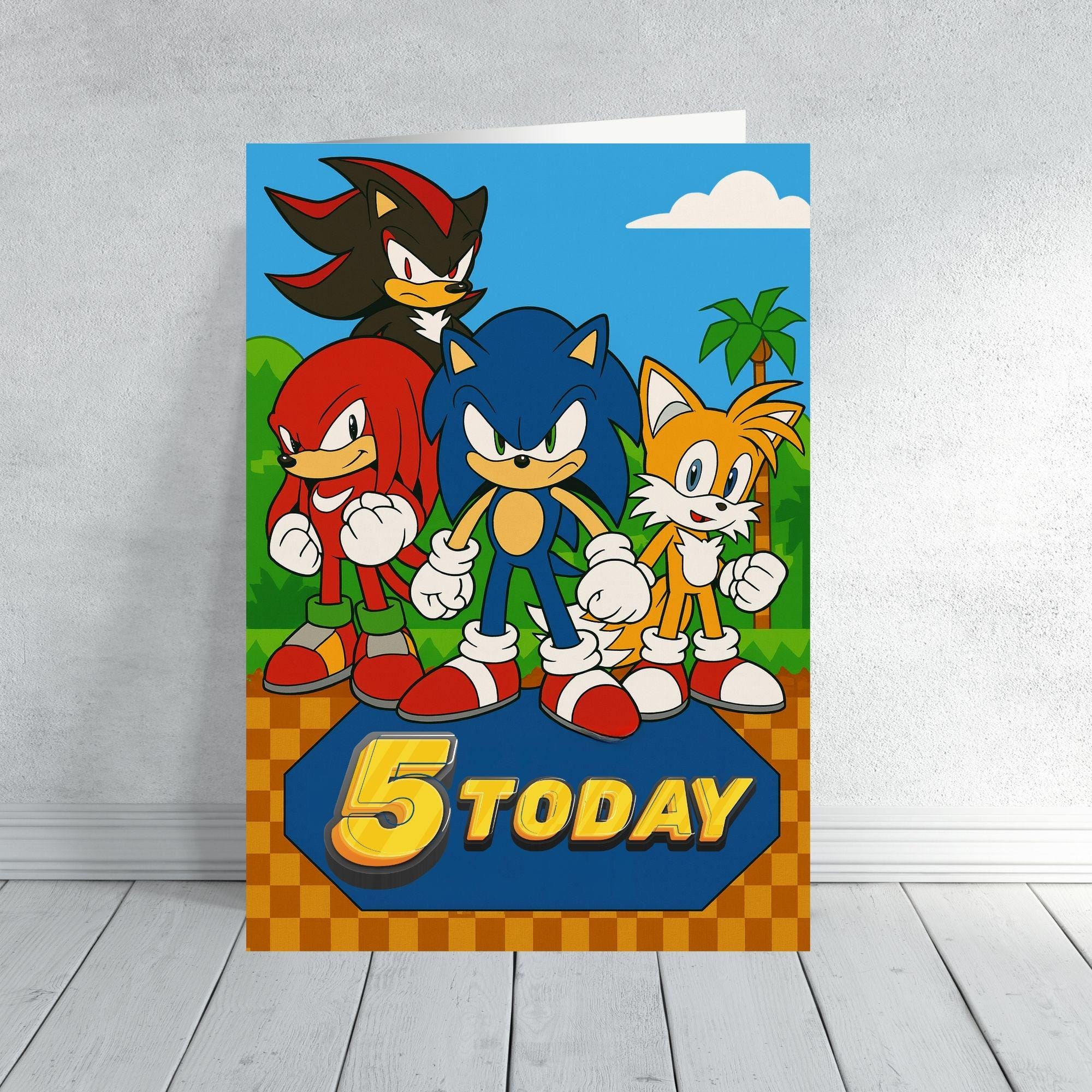 Sonic the Hedgehog Inspired Age Card | Sonic Tails Knuckles Shadow Birthday Card | Gamer Kids Card | Boys Gaming Card | Ages 5–8