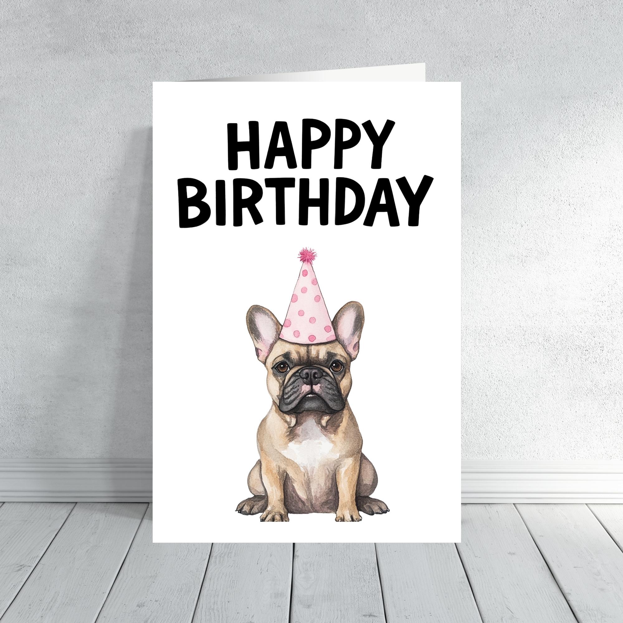 Cute Dog Birthday Card | Funny Dog Lover Card | French Bulldog, Dachshund, Dalmatian, German Shepherd, Border Collie | Animal Greeting Card