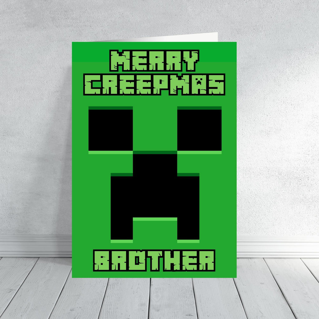 Minecraft-Inspired Christmas Card | Merry Creepmas | Gamer Christmas Card | Funny Creeper Xmas Card | Personalised Name Option