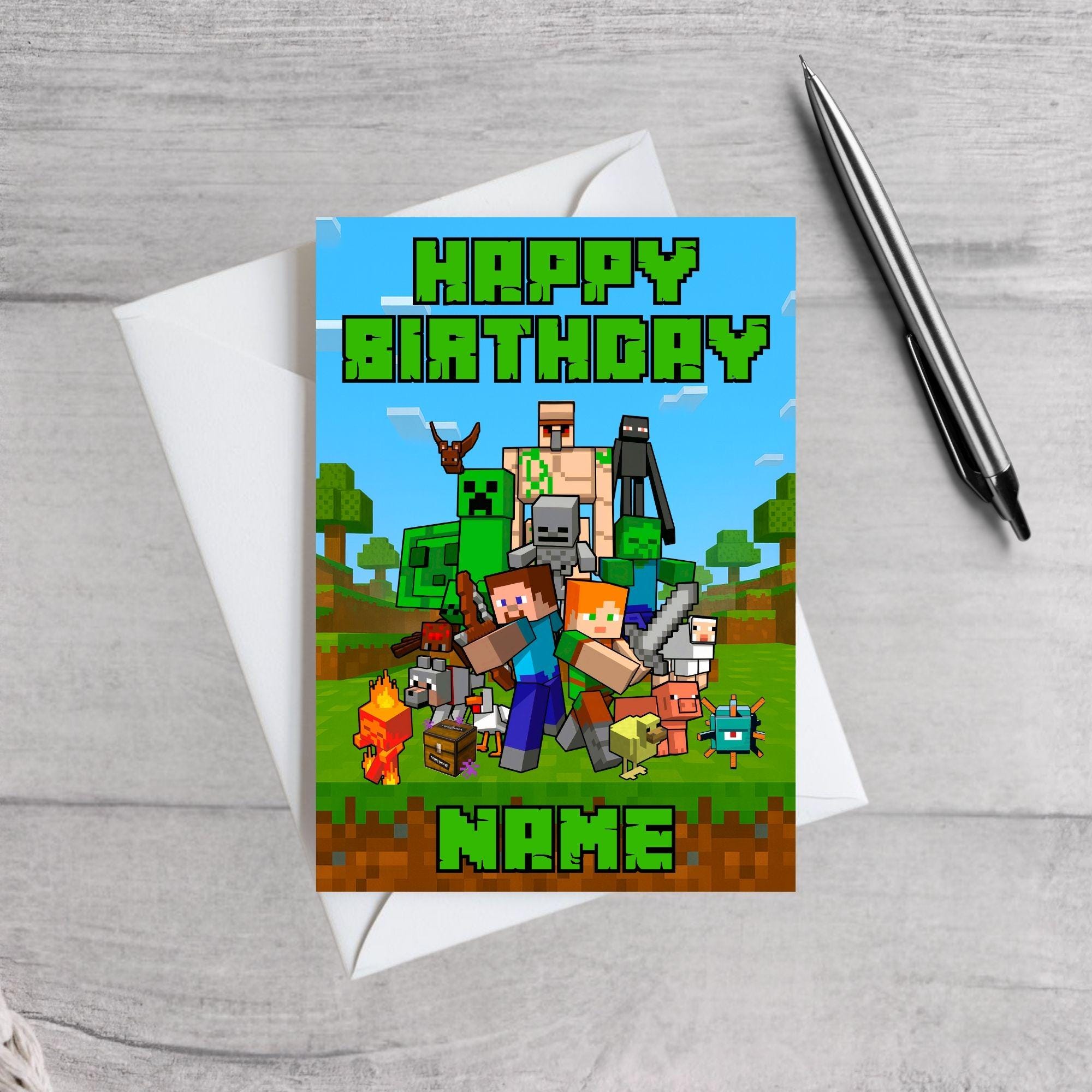 Minecraft  Battle Squad | Personalised Birthday Card | Custom Name, Son, Brother, Grandson or Nephew | Kids Gaming Celebration