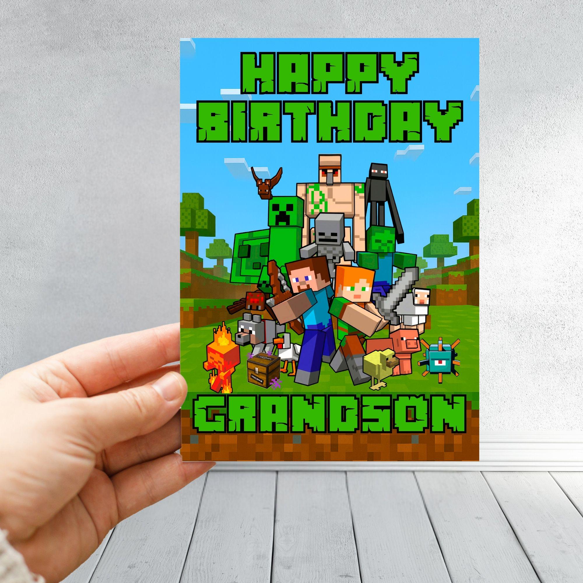 Minecraft  Battle Squad | Personalised Birthday Card | Custom Name, Son, Brother, Grandson or Nephew | Kids Gaming Celebration