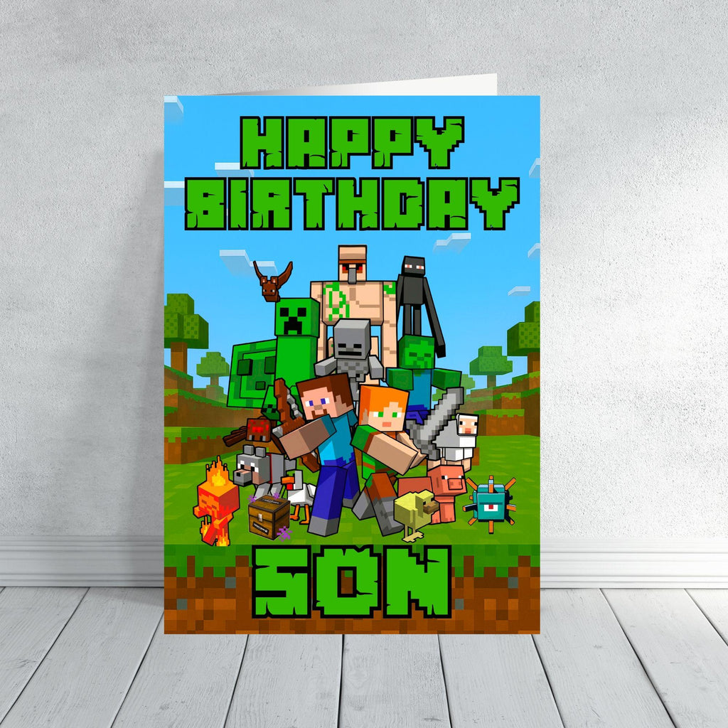 Minecraft  Battle Squad | Personalised Birthday Card | Custom Name, Son, Brother, Grandson or Nephew | Kids Gaming Celebration