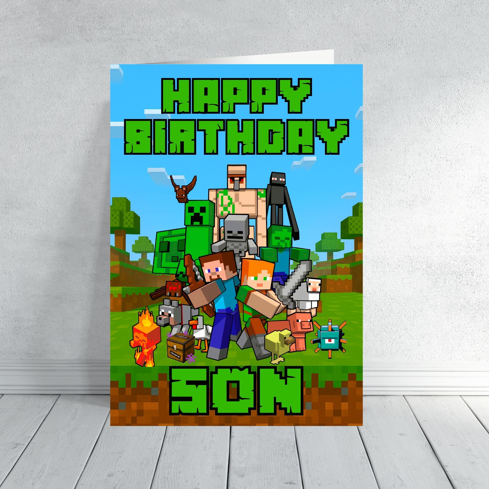 Minecraft  Battle Squad | Personalised Birthday Card | Custom Name, Son, Brother, Grandson or Nephew | Kids Gaming Celebration