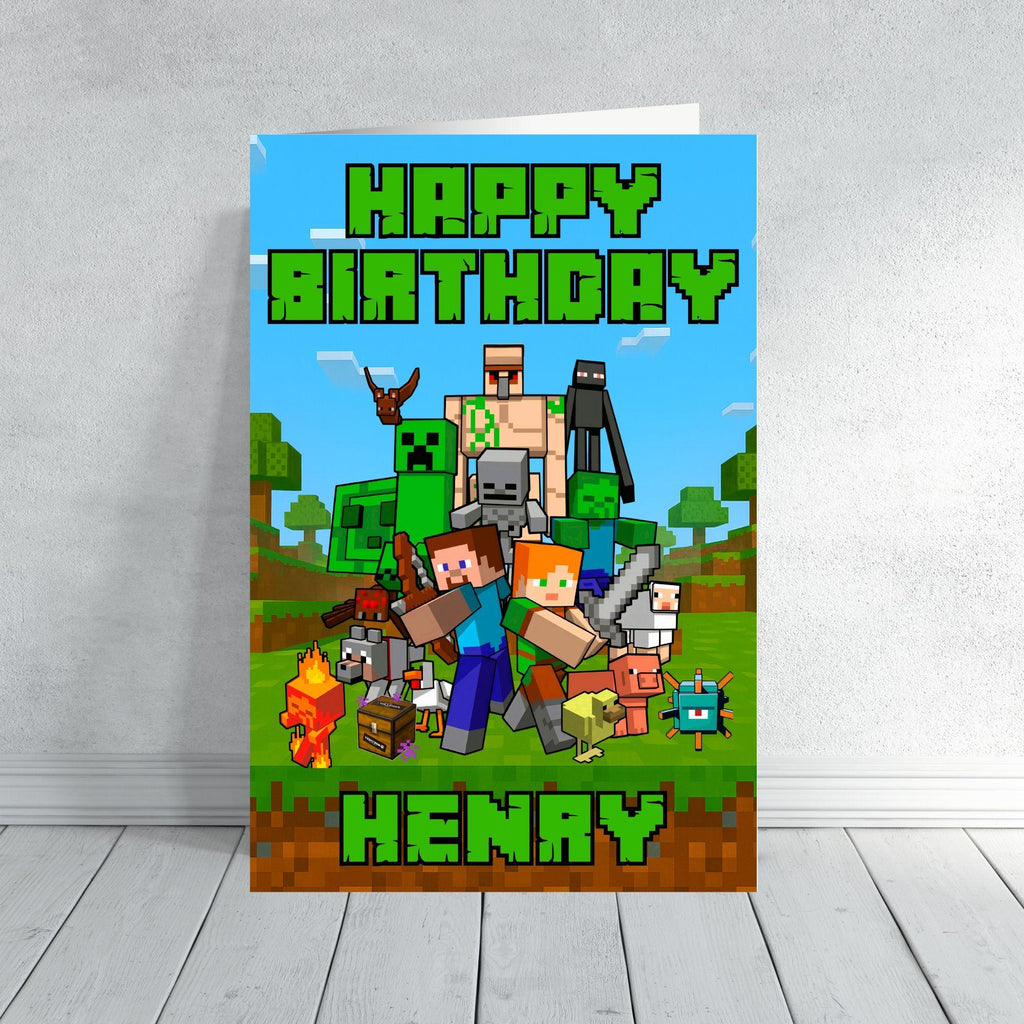 Minecraft  Battle Squad | Personalised Birthday Card | Custom Name, Son, Brother, Grandson or Nephew | Kids Gaming Celebration