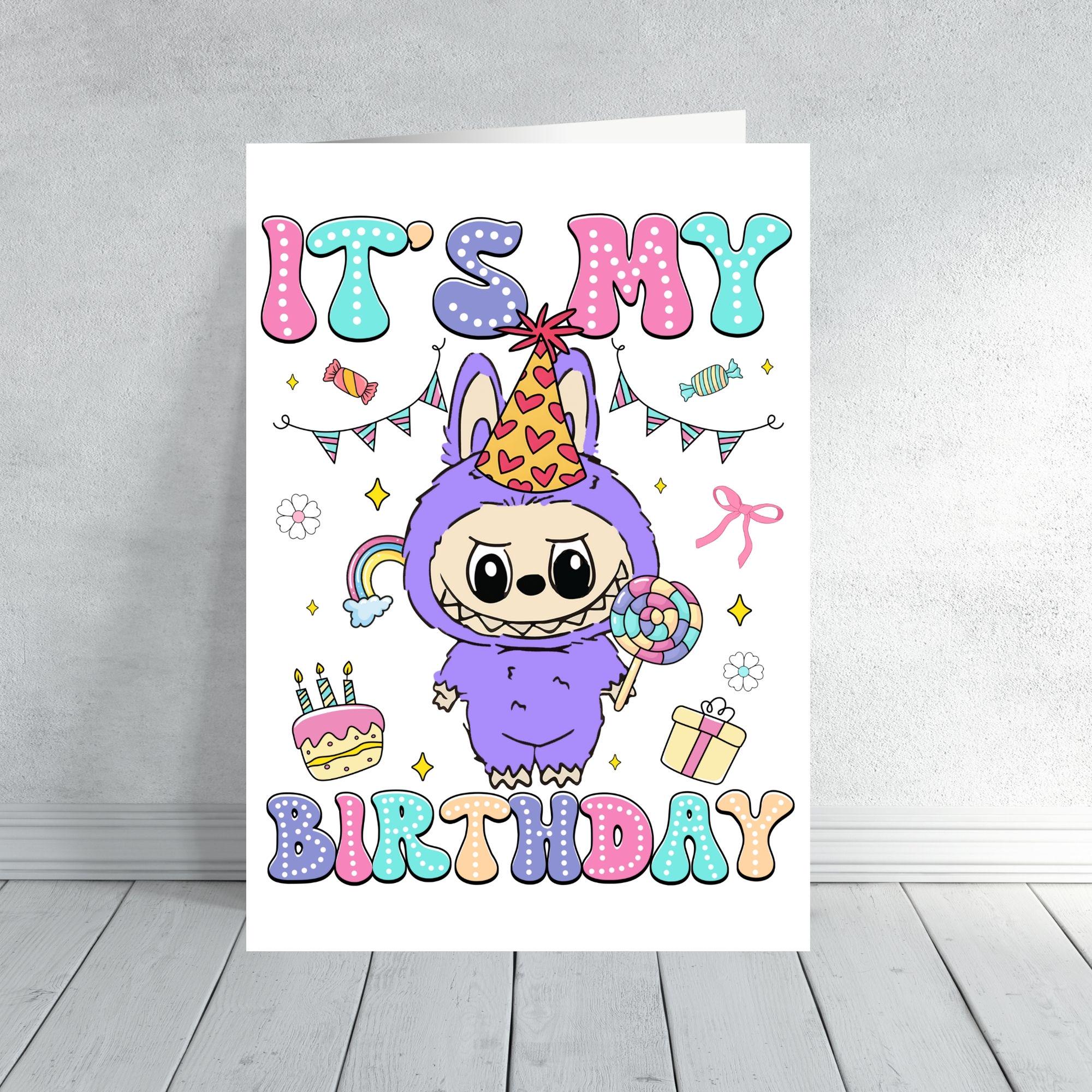 Cute Monster Doll Birthday Card | Colourful Kawaii Art for Kids & Collectors – Multiple Designs Available