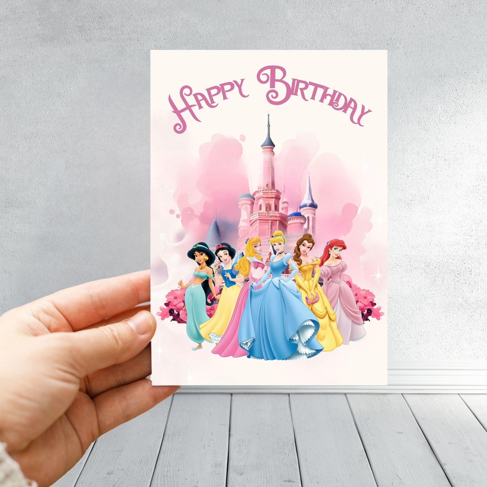 Princess Birthday Card | Magical Castle Birthday Card for Girls | Fairytale Princess Theme | Cute Pink Disney Inspired Kids Card