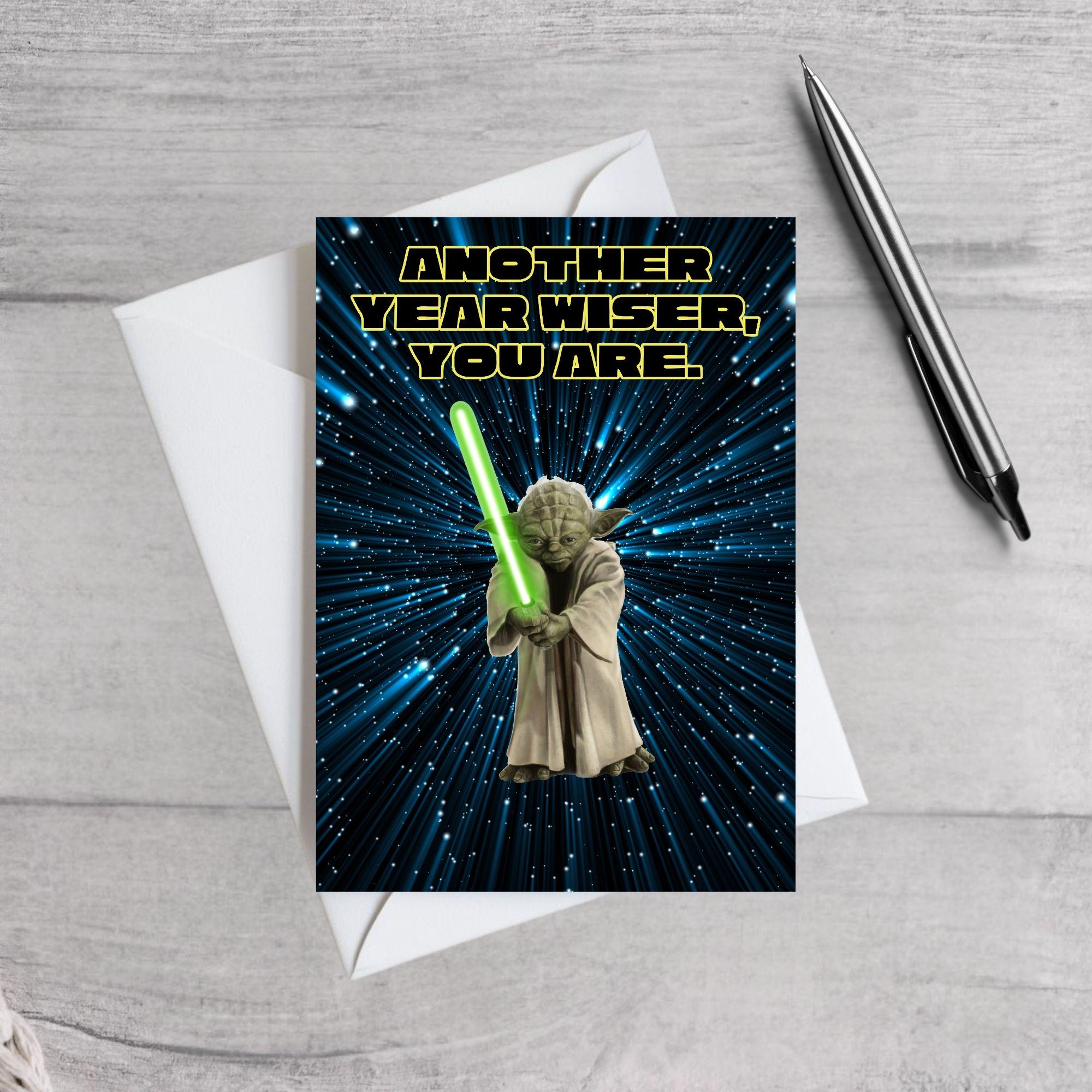 Star Wars Birthday Card Set | Funny Star Wars Inspired Cards | Darth Vader Yoda Leia R2D2 Chewbacca | Sci-Fi Geek Gift for Him or Her