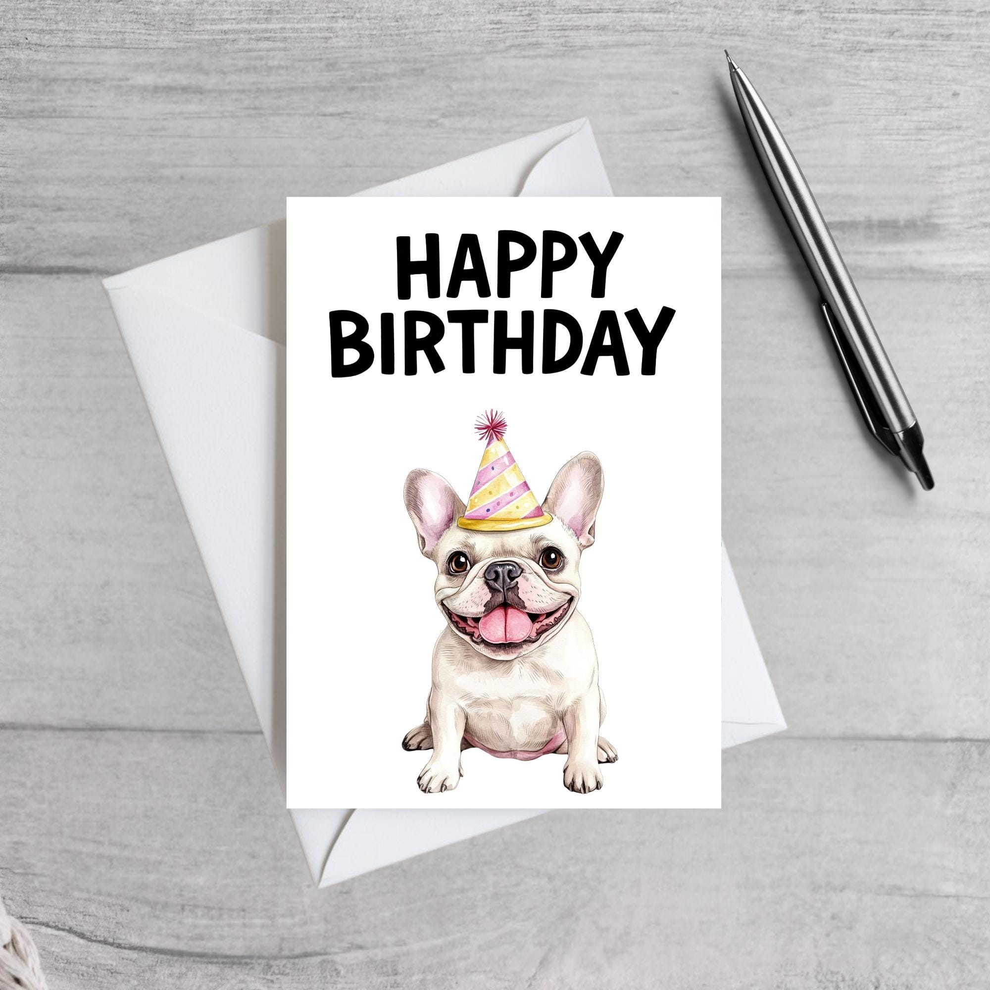 Cute Dog Birthday Card | Funny Dog Lover Card | French Bulldog, Dachshund, Dalmatian, German Shepherd, Border Collie | Animal Greeting Card