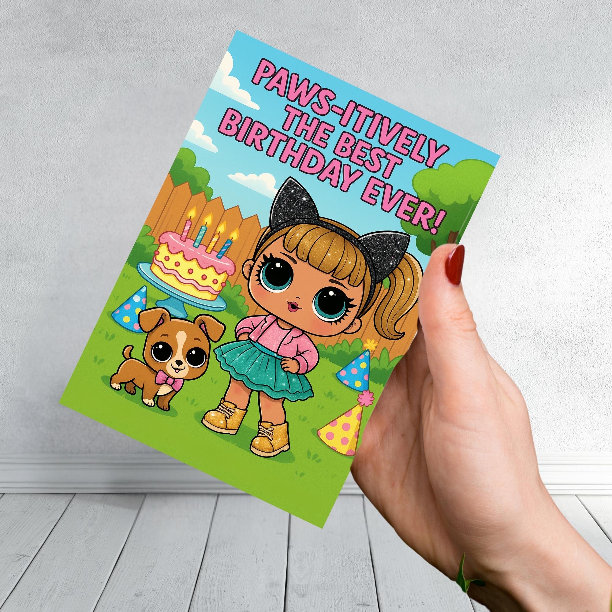 Glam Doll Birthday Card for Girls | Cute Doll Birthday Card | Yas Queen | Drop the Beat | Rollin’ Into Another Year | Kids LoL Card